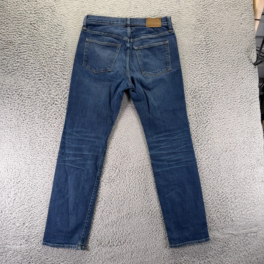 J.Crew 770 Jeans Mens 30x30 Blue Cotton Denim Straight Faded Whiskered Stretch